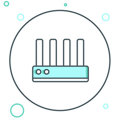 Poster - line router and wi-fi signal icon isolated on white background. wireless ethernet modem router. comp