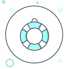 Poster - Line Lifebuoy icon isolated on white background. Lifebelt symbol. Colorful outline concept. Vector