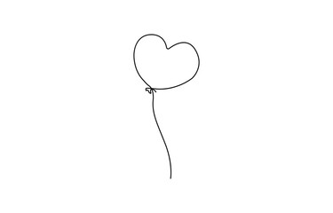 Leinwandbilder - A simple line drawing of a birthday balloon, perfect for kids, Birthday celebration balloons in a continuous line drawing. Idea for holiday kids decorations.