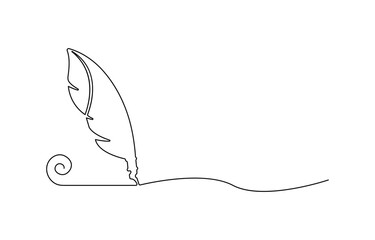 Leinwandbilder - Continuous Line Drawing of Feather Icon. Hand Drawn Symbol Vector Illustration, Feather single line vector illustration, Editable line vector.