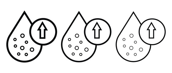 Poster - High cholesterol icons symbol. Cholesterol vector icons with up arrow symbol for graphics design. Blood cholesterol outline symbol isolated on white background. Vector illustration.