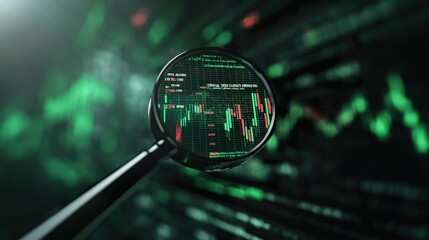 magnifying glass over digital code
