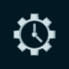 Poster - Line Time Management icon isolated on black background. Clock and gear sign. Productivity symbol. Flat filled outline style with shadow. Vector