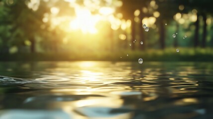Wall Mural - Blurred Water Surface: Tranquil Stillness
