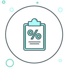 Poster - Line Finance document icon isolated on white background. Paper bank document for invoice or bill concept. Colorful outline concept. Vector