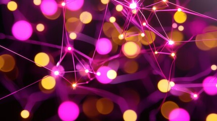 Poster - Dynamic network visualization digital space abstract art vibrant colors close-up perspective conceptual connectivity