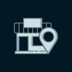 Poster - Line Location with store icon isolated on black background. Flat filled outline style with shadow. Vector
