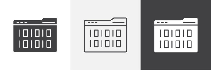 Binary code vector icons collection graphic designs for ui designs