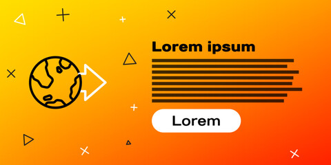 Poster - line location on the globe icon isolated on yellow background. world or earth sign. colorful outline