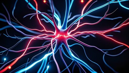 Poster - Futuristic fractal energy swirls with glowing light and digital color