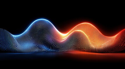 Poster - Dynamic wave patterns in a digital space technology visualization abstract art dark background high contrast energy flow