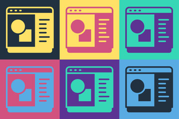 Poster - Pop art 3D printer software icon isolated on color background. 3d printing. Vector