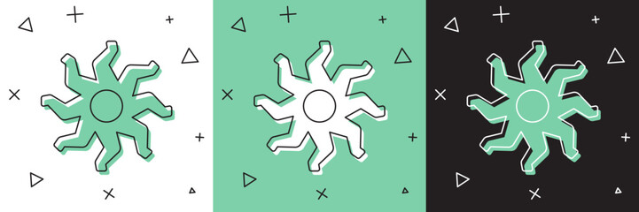 Poster - set sun icon isolated on white and green, black background. vector