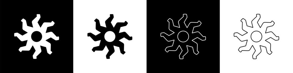Poster - Set Sun icon isolated on black and white background. Vector