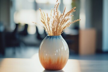 Sticker - A vase with some dried plants, suitable for interior design or decoration