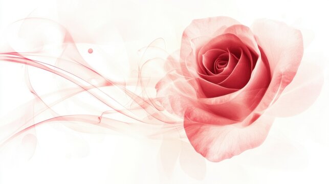 A vector rose design with a transparent background, featuring flowing petals and a soft, dream-like aesthetic.