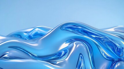 Wall Mural - Abstract liquid light blue and translucent ripples in a flowing, smooth, and elegant composition