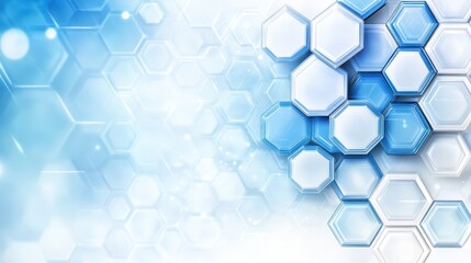 Poster - abstract technology background using light blue and white hexagons, creating a futuristic and clean 
