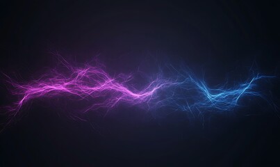 Leinwandbilder - A vibrant, stylized depiction of electric currents in pink and blue colors, set against a dark background, showcasing energy and motion.