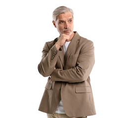 Wall Mural - Serious middle-aged man posing on transparent background 