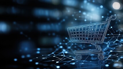 Poster - Digital Shopping Cart Interface with Abstract Technology Elements