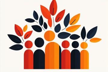 Poster - A clean minimalist icon of a group of people standing together, symbolizing teamwork and staff unity