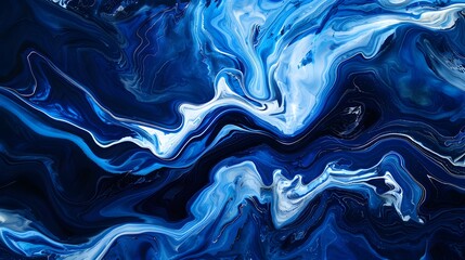 Poster - Abstract aerial view of ocean waves, deep blues and whites, dynamic flow, high contrast, expansive and artistic perspective Cinematic Scene