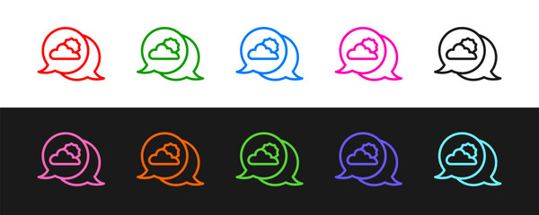 Fototapete - Set line Location cloud icon isolated on black and white background. Vector