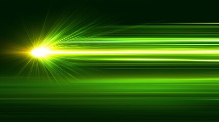Poster - Green light streak, speed, energy, dark background, abstract art, website banner