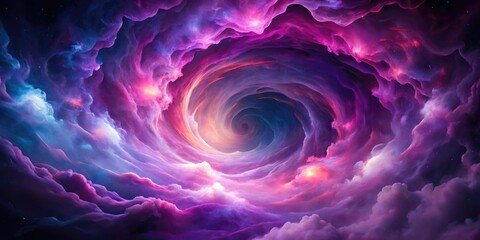 Wall Mural - swirling clouds of purple and pink gas with a glowing center, space, cosmic rays, intergalactic spac