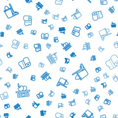 Poster - Set line Electronic scales for product, Mop and bucket and Toilet paper roll on seamless pattern. Vector