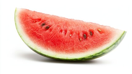 Closeup of fresh watermelon slice summer delight on white background juicy