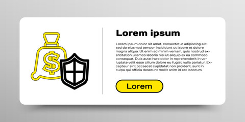Poster - line money with shield icon isolated on white background. insurance concept. security, safety, prote