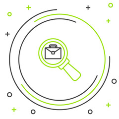 Poster - line magnifying glass with briefcase icon isolated on white background. job hunting icon. work searc