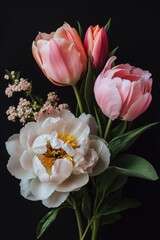 Wall Mural - A beautiful arrangement of pink and white flowers in a vase