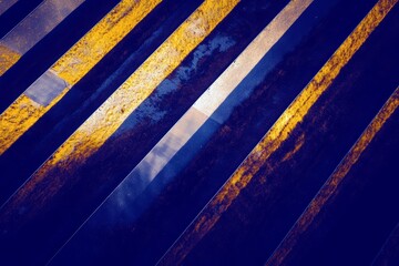 Poster - Abstract geometric pattern featuring dynamic interplay of blue and gold colors with metallic textures creating visual interest in a contemporary style