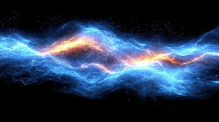 Poster - Abstract Blue and Orange Energy Wave Flowing