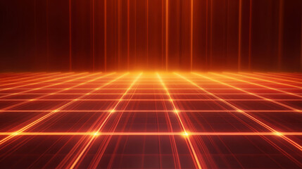 Poster - glowing colorful background with laser beams creating vibrant atmosphere. grid pattern adds depth and dimension, perfect for futuristic themes