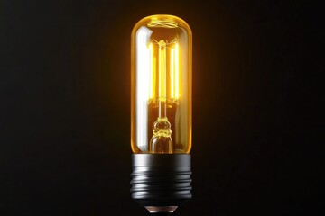 Poster - A close-up shot of a single light bulb against a black background