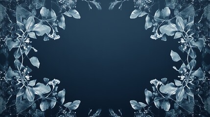 floral frame, dark blue, nature, background, design