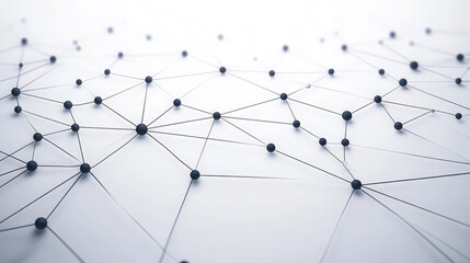 Poster - sleek grey background with scattered black dots and connecting lines creates modern, abstract network design. This evokes sense of connectivity and technology