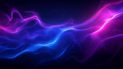 Poster - vibrant mix of blue and purple waves creates mesmerizing visual effect, evoking sense of fluidity and energy in dark background