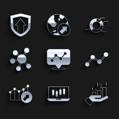 Poster - set graph chart infographic, stocks market growth graphs, financial, project team base, pie and icon