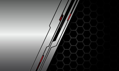 Poster - Abstract silver cyber red light power black blank space technology futuristic style design modern background vector