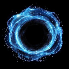Fototapete - Abstract Blue Light Circular Design on Black Background Representing Energy, Motion, and Digital Innovation in a Modern Artistic Style
