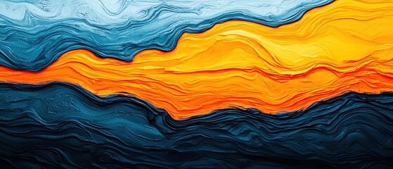 Poster - A vibrant abstract design featuring waves of orange, blue, and textured patterns.