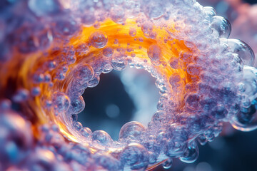 Poster - Bubbles swirling in vibrant fluid, creating mesmerizing effect