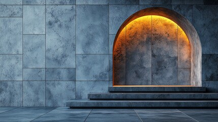Aufkleber - Illuminated stone arch niche, steps, wall; product display