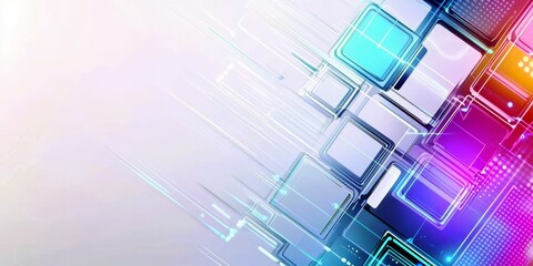 Fototapete - Abstract Digital Background with Geometric Shapes and Vibrant Colors for Technology and Design Themes