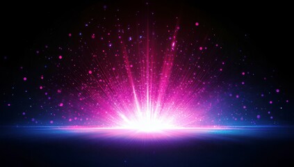 Poster - Vibrant Burst of Light with Sparkles in Pink and Purple Shades Against Dark Background, Perfect for Digital Art and Abstract Designs